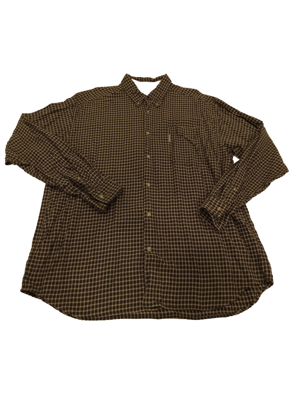 Columbia Shirt Mens XXL Brown Black Checkered Plaid Long Sleeve Button Down 2XL